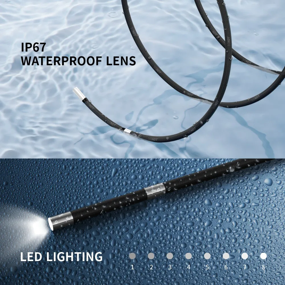Megapixel 360° Rotation Borescope Mini Camera High Lumen IP67 Waterproof Snake Tube for Industrial Inspection