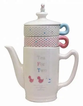 Lovely Rabbit Design Unique Stackable Ceramic Animal Style Teapot and Cup Set