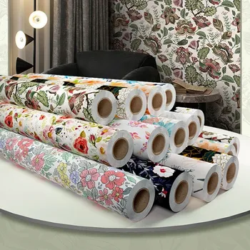Popular tropical rain forest wind style PVC Self-Adhesive peel & sticks wallpapers roll for furniture wall covering