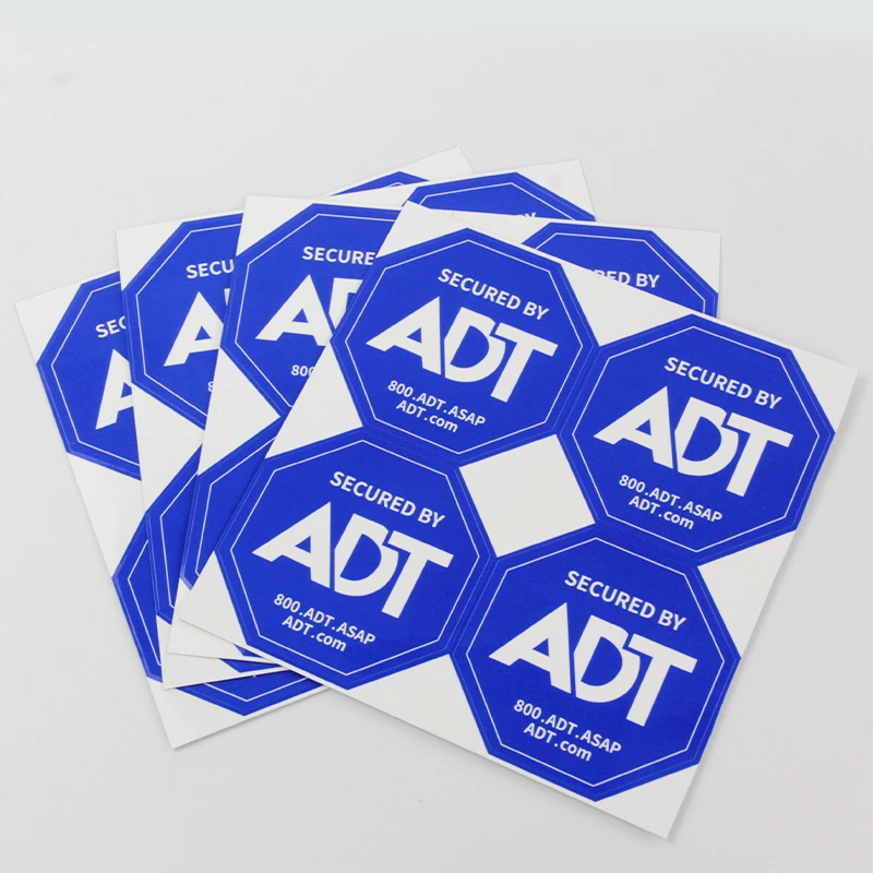 ADT Security Sign Outdoor Durable UV Proof Printing Custom Reusable Removable  Window Decal Double Sided Sticker