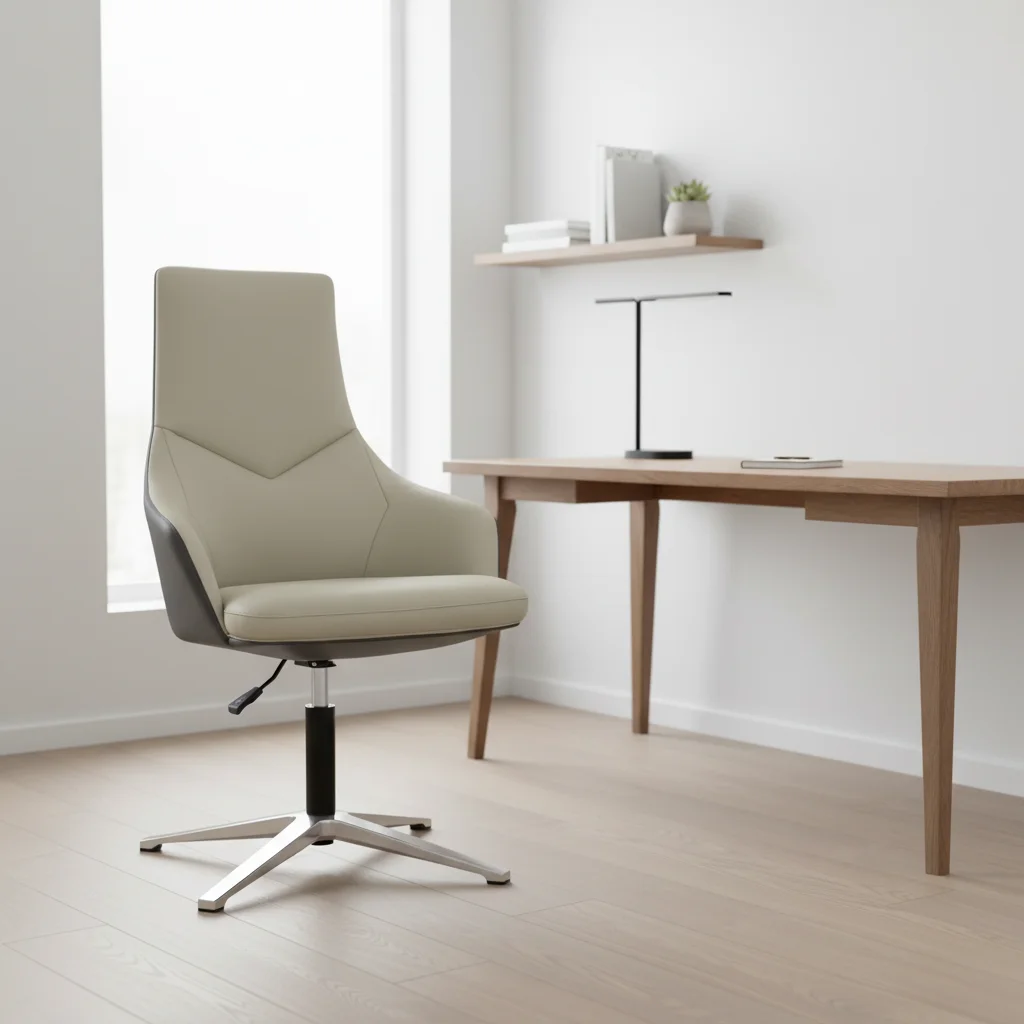 Four-star Base Modern Ergonomic Leather Executive Office Computer Chair with Adjustable Height and Aluminium Frame 4