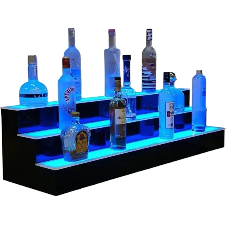 Direct Factory Acrylic 3 Step LED Light Acrylic Display Base Bar Liquor Bottle Stand