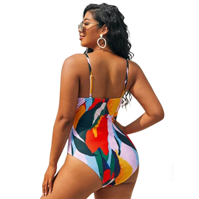 2022 New Design DAMO Plus Size Ladies One Piece Swimsuit Colorful Bow Tie Eco Friendly Recycled Nylon Swimwear&Beachwear