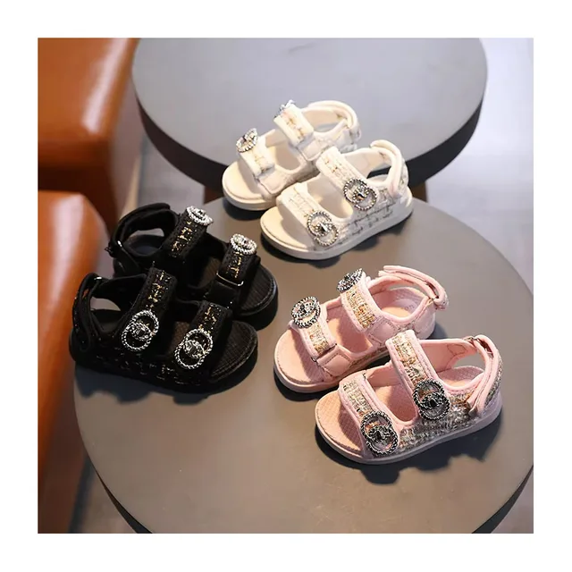 Wholesale baby sandals summer Princess Shoes Girls Casual Shoes soft soles beach sandals for summer adjustable walking shoes