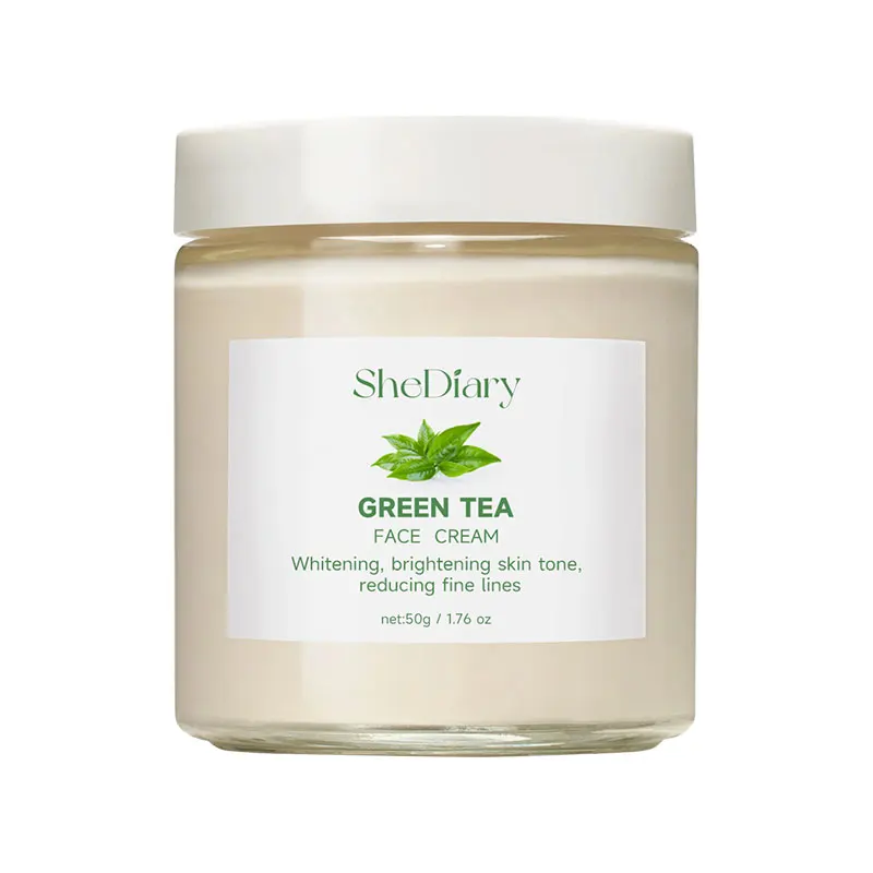 Crema Facial de té verde SheDiary, crema blanqueadora, antienvejecimiento e hidratante para una piel brillante, crema Facial húmeda de té verde