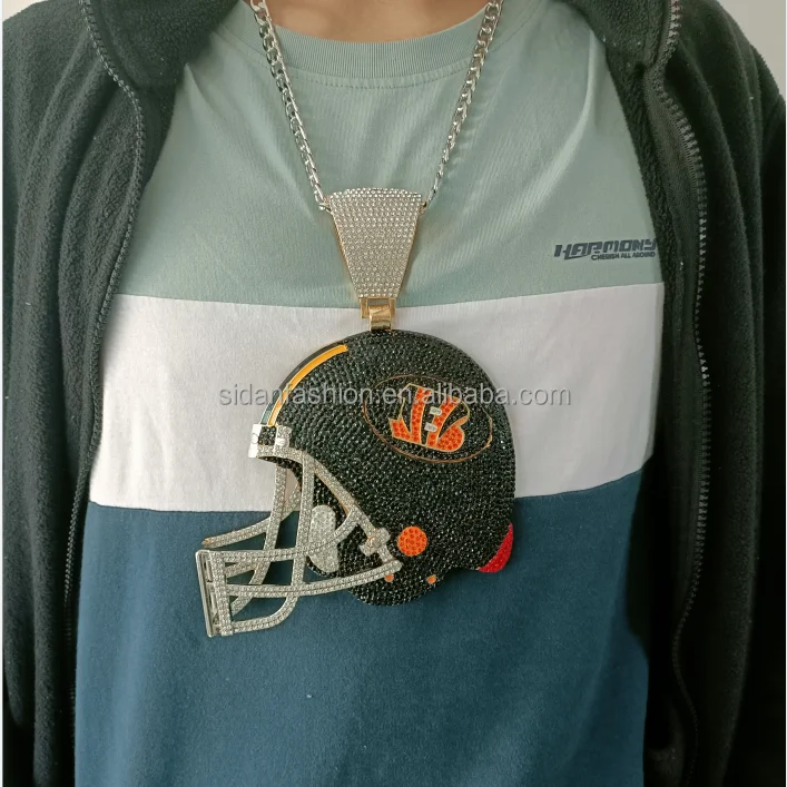 Sidan Custom Football Teams Pendant Medal Helmet Necklace High Quality