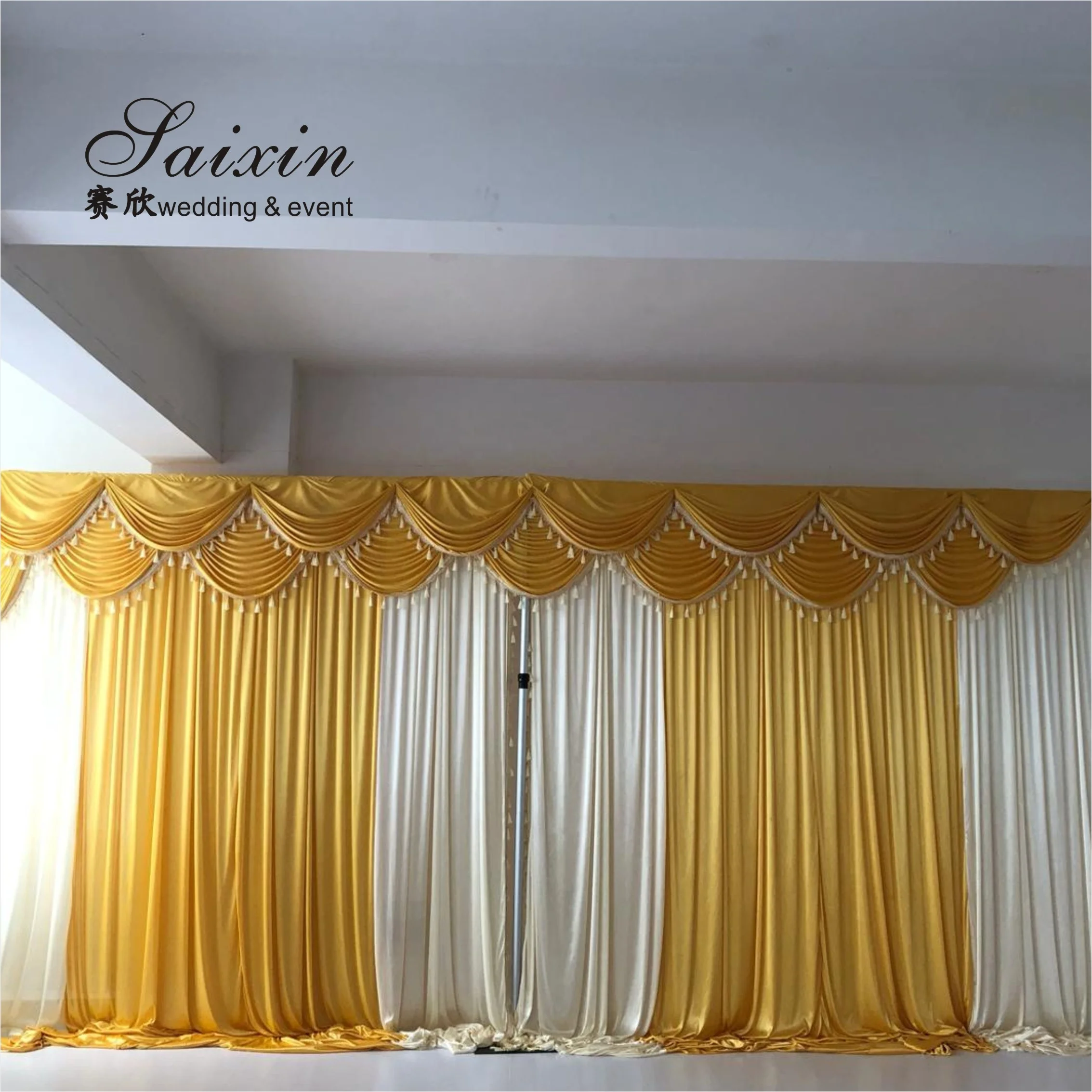 China Manufacturer Wholesale Drape Cloth Curtains Valance for Wedding Stage Backdrop