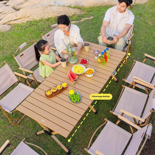 Portable Outdoor Folding Egg Roll Table with Modern Iron Picnic Design Metal Furniture for Camping BBQ Small Spaces Solution
