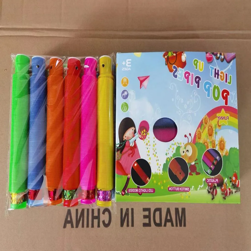 EE961 пластиковая телескопическая гофрированная трубка для создания атмосферы на вечеринке антистресс разноцветные трубки светодиодные игрушка-антистресс