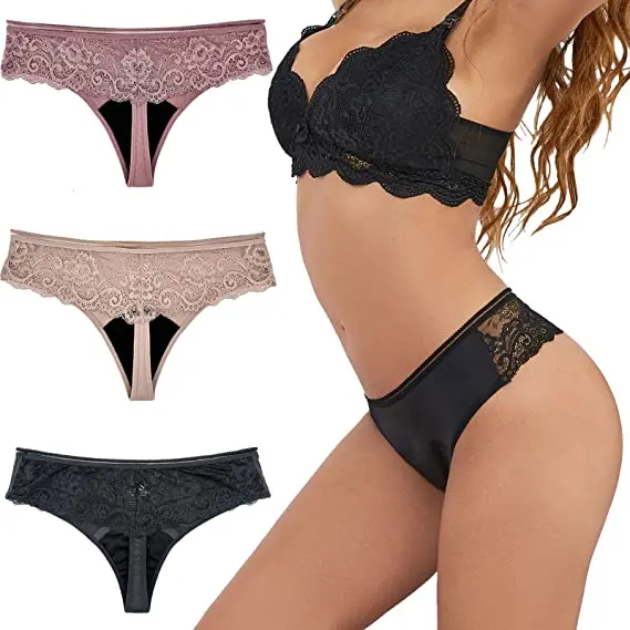 2177 lace period thong front view