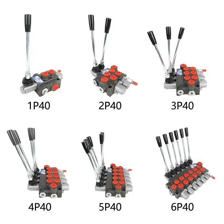 Manifold Block Hydraulic Control Valve Hand Directional Valves P40 Joystick 1 2 3 4 5 6 Spools Hydraulic Joystick Control Valve