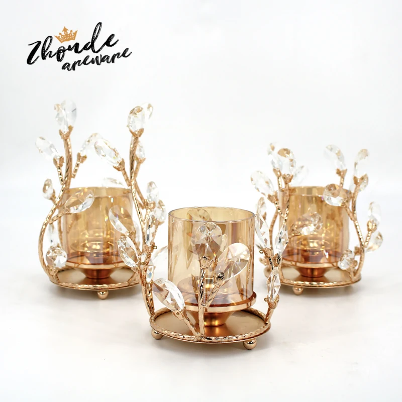 Factory Price Gold Tea Light Candle Holder Romantic Table Decor K9