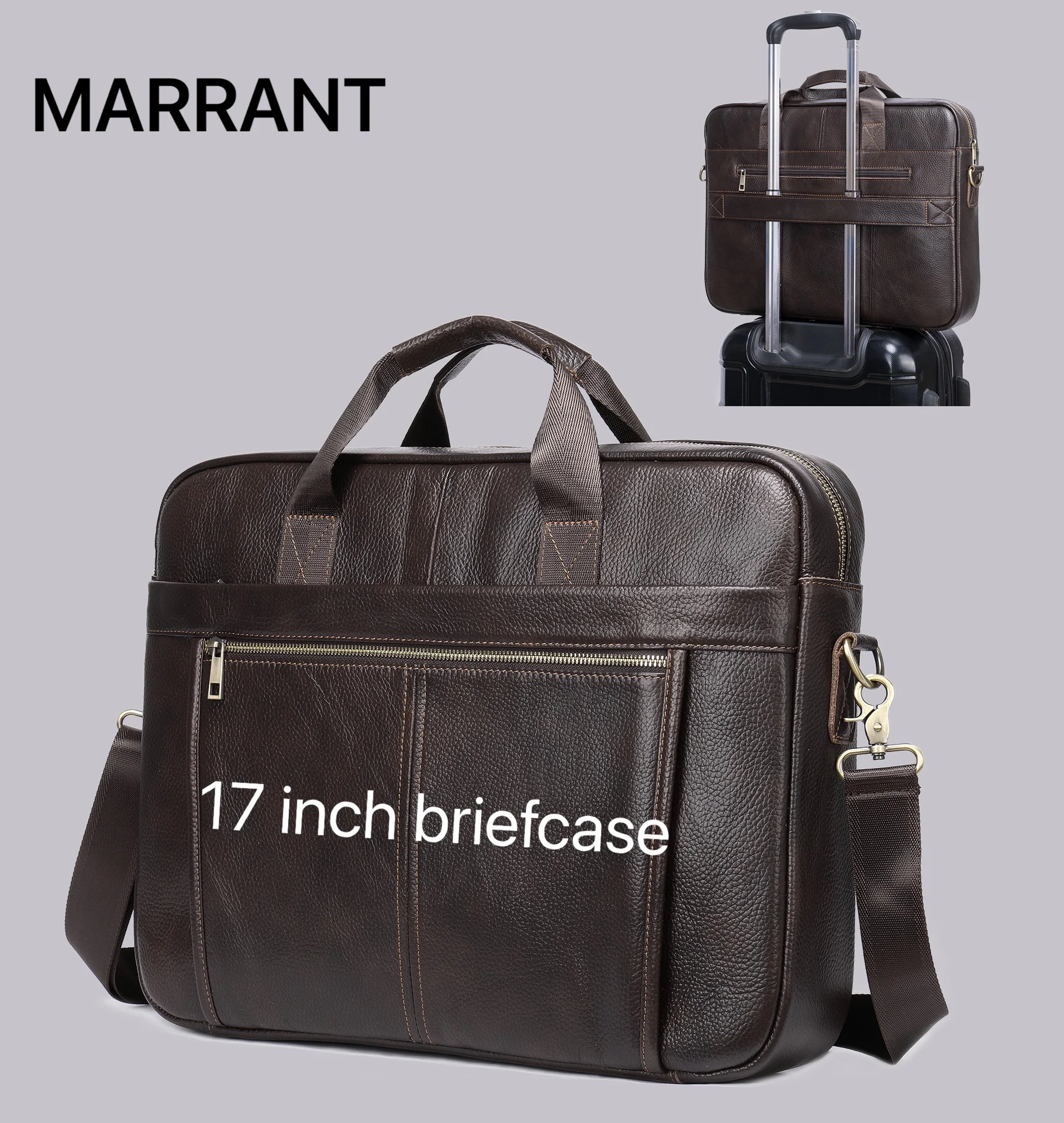 Marrant 5013 Men Bags Genuine Leather 17 Inch Laptop Briefcase