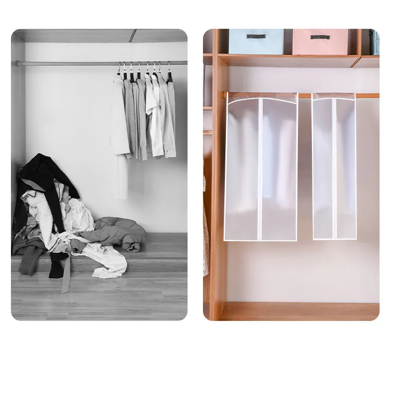 Clothes Dust Cover Bag – Hanging Garment Storage For Dresses, Suits, Coats (PEVA Material)
