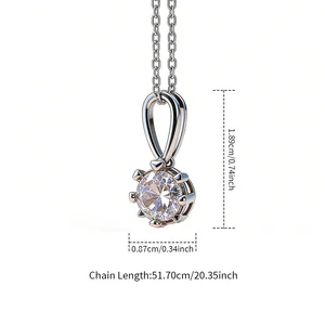 Fashion Jewelry 1.0CT Round Cut Moissanite Pendant 925 Sterling Silver Moissanite Necklaces for Women