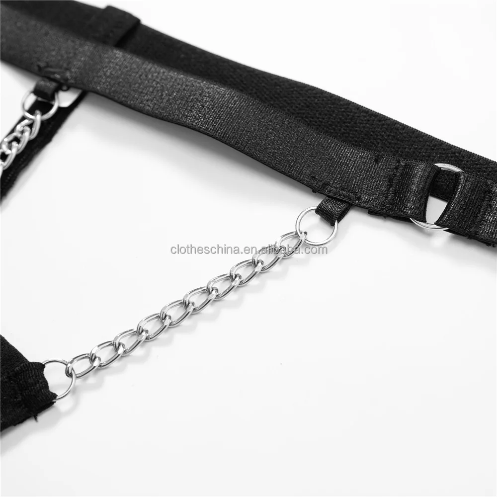 Chuangerm Oem 2024 Ins Girls Sexy Three Piece Hanging Neck Metal Chain Hollow Out Backless