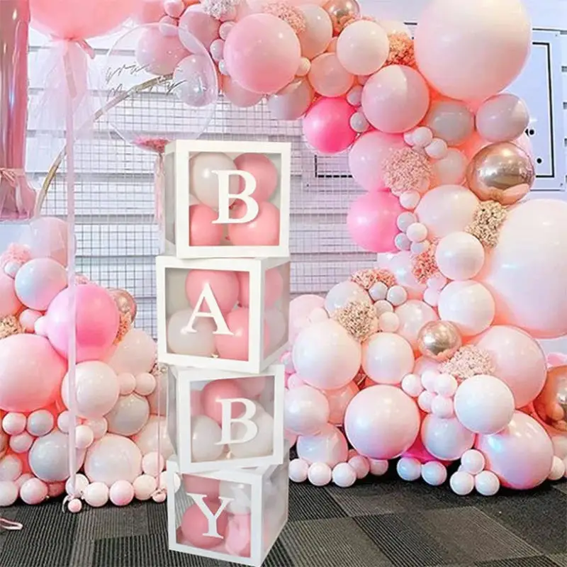 All Color 1pc  Transparent Paper Baby Shower Balloon Box for Boy Girl Christening Birthday Party Decoration Gift Idea