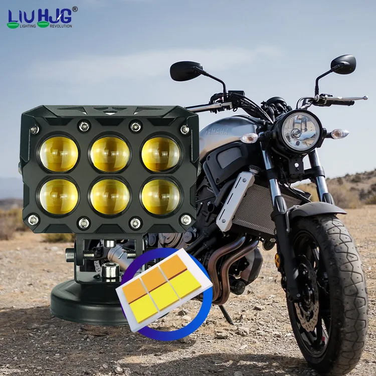 LIU HJG 6 Lens Dual Color Laser Driving Super Bright Led Auxiliary Lights Spot Light Fog Lamp for Motorcycles