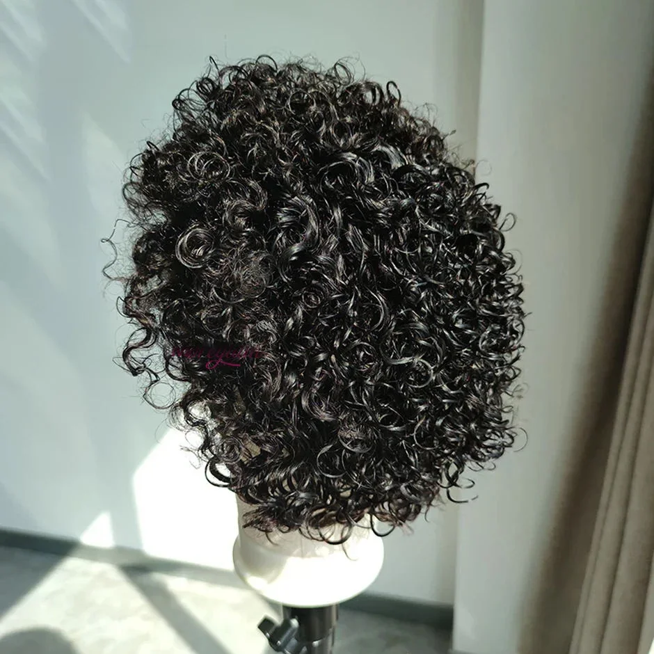 Parrucca Pixie Cut Biondo Miele Acqua Onda Profonda Parrucca In Pizzo Afro Riccio Corto Bob Parrucche Di Capelli Umani Parrucca Frontale In Pizzo Di Colore Naturale Per Le Donne_voghion.com