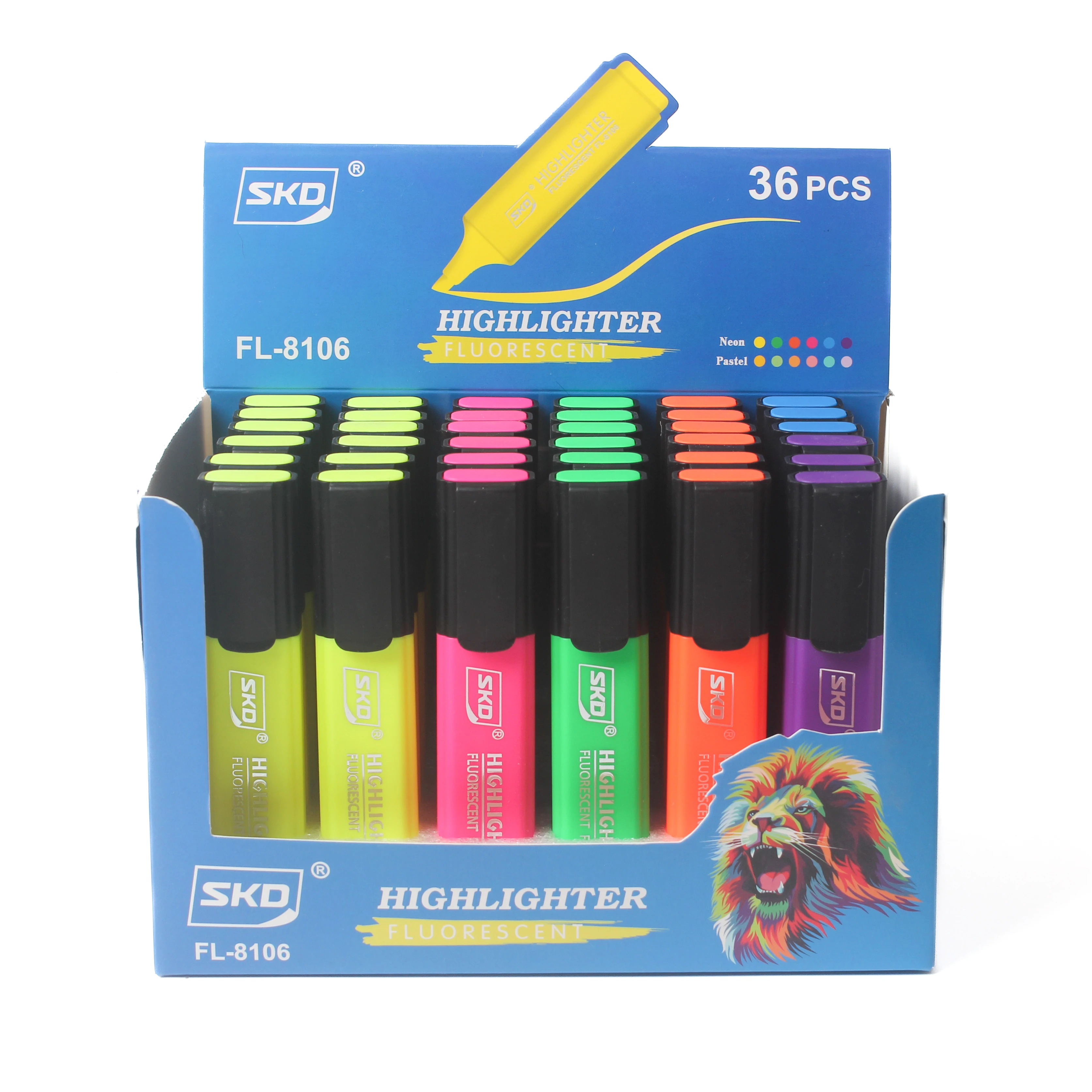 OEM/ODM приемлемый поставщик набор красочных маркеров-маркеров с плоской кистью маркер нормального размера зажимом 36 шт.