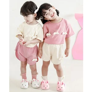 Wholesale Baby Girl Clothes 2022 T-shirt and Shorts 2 Piece Lovely Kids Summer Girls Clothing Sets