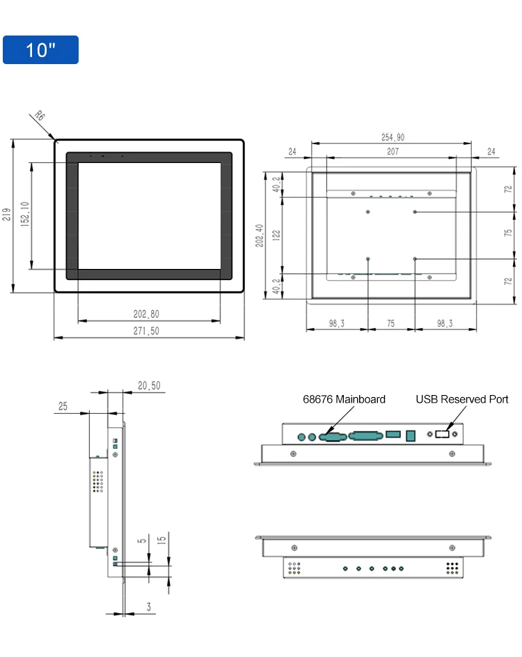 15.6 Inch 1366*768 IPS 1920*1080 VGA Capacitive Touch Metal Aluminum Frame TFT Embedded Pure Flat Industrial LED Monitor