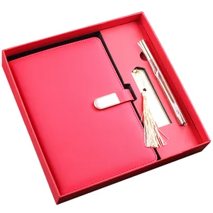 Custom A5/A6 Hardcover Corporate Journal Notebook Gift Set Travel Day Planner with Metal Button Thread Sewing Binding