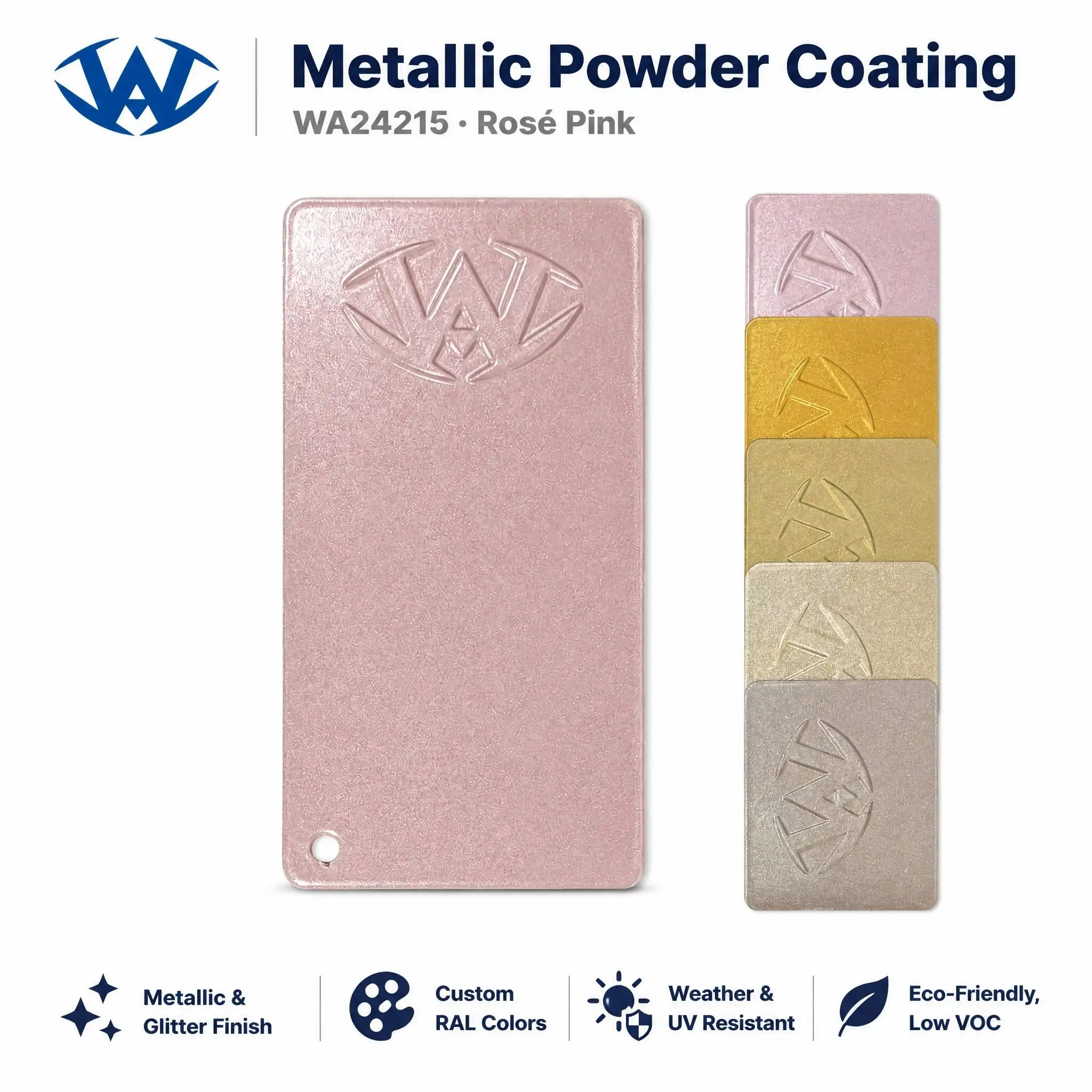 Metallic Powder Coating Rose Pink WA24215 Custom RAL Colors