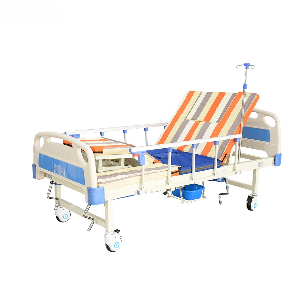 Manual Middle-Curved Five Column Adjustable Foldable Modern Hospital Therapeutic Bed Leg Lift Function Infusion Support Hotel 3