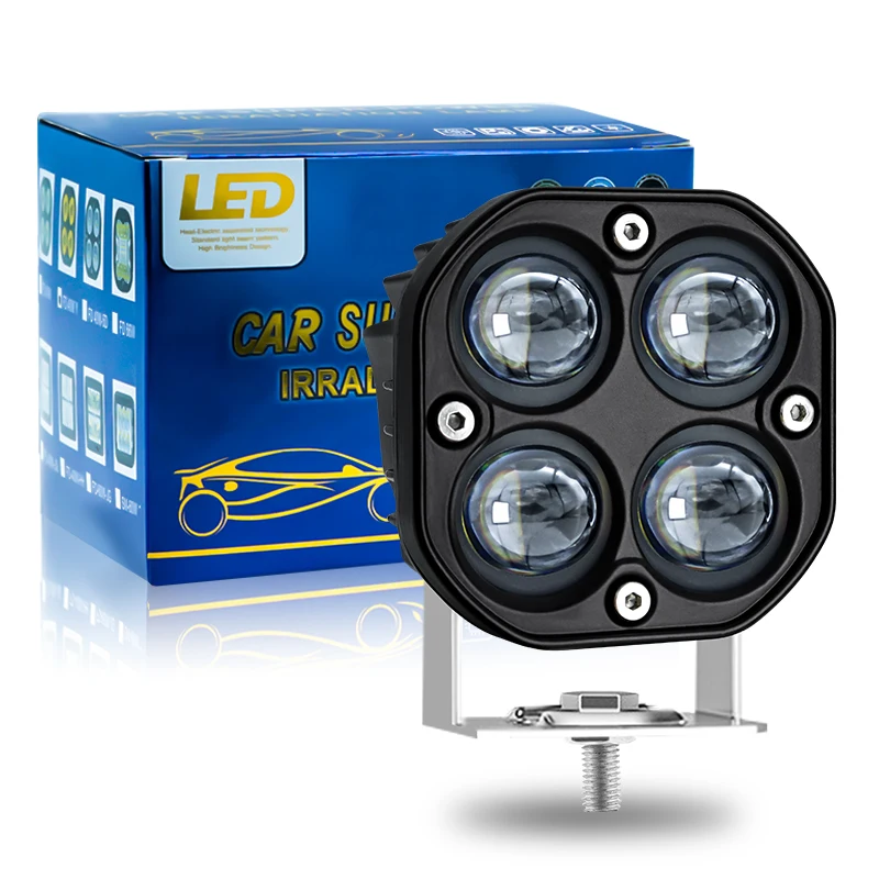 3 Inch Mini Led Work Light Square 40W Car Yellow White Dual Color Spotlight 12V 24V Fog Lamp for Lada Truck 4X4 4WD Car