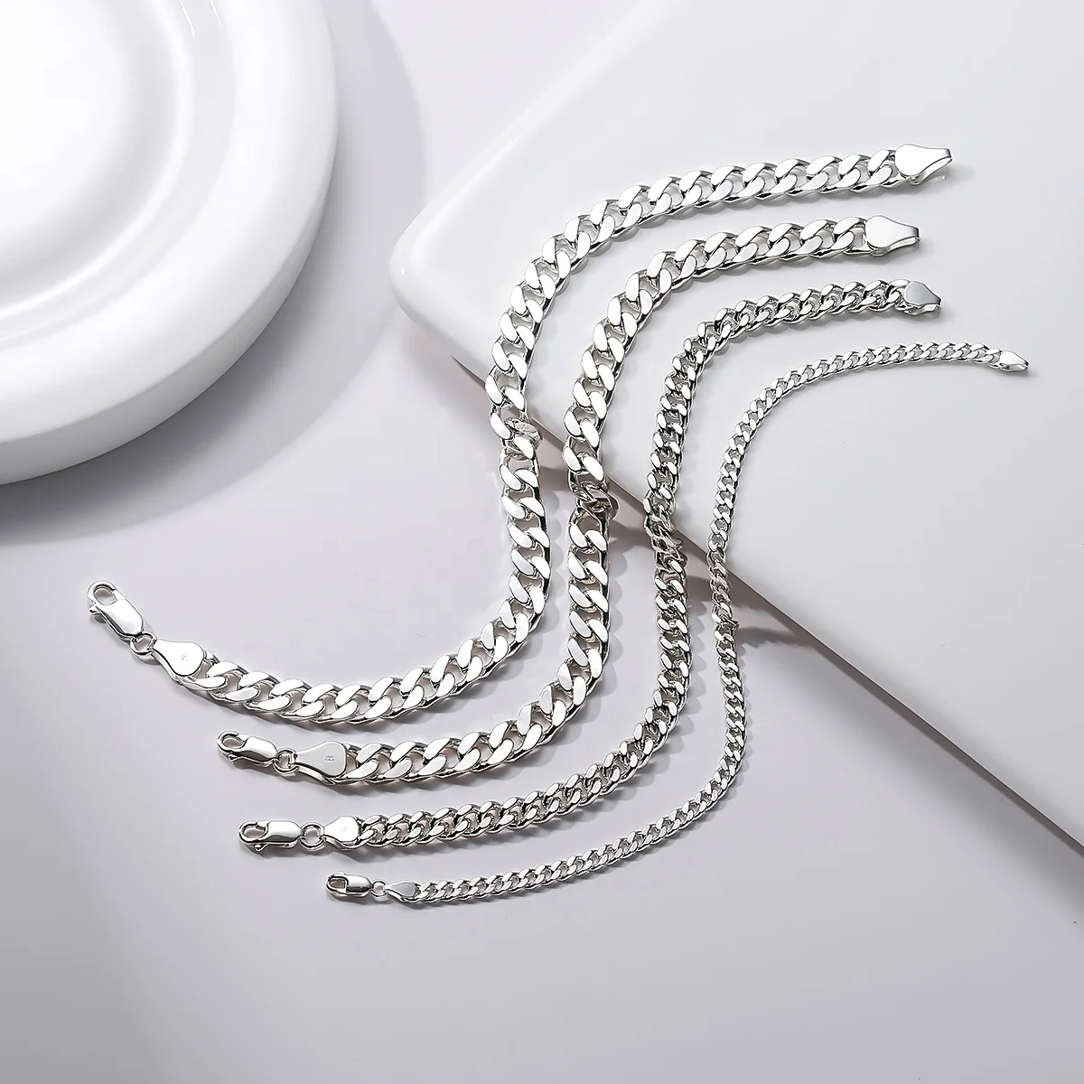 925 Sterling Silver Cuban Link Bracelets Stylish Durable