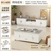 Mesa de centro de madera maciza de 12 m - Cristal gris Armani - Mueble de TV de 18 m