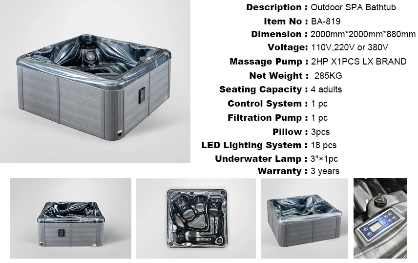 4 Persons Outdoor Bathtub Luxury Sex Hot Balboa Spa Tub Hot Tub