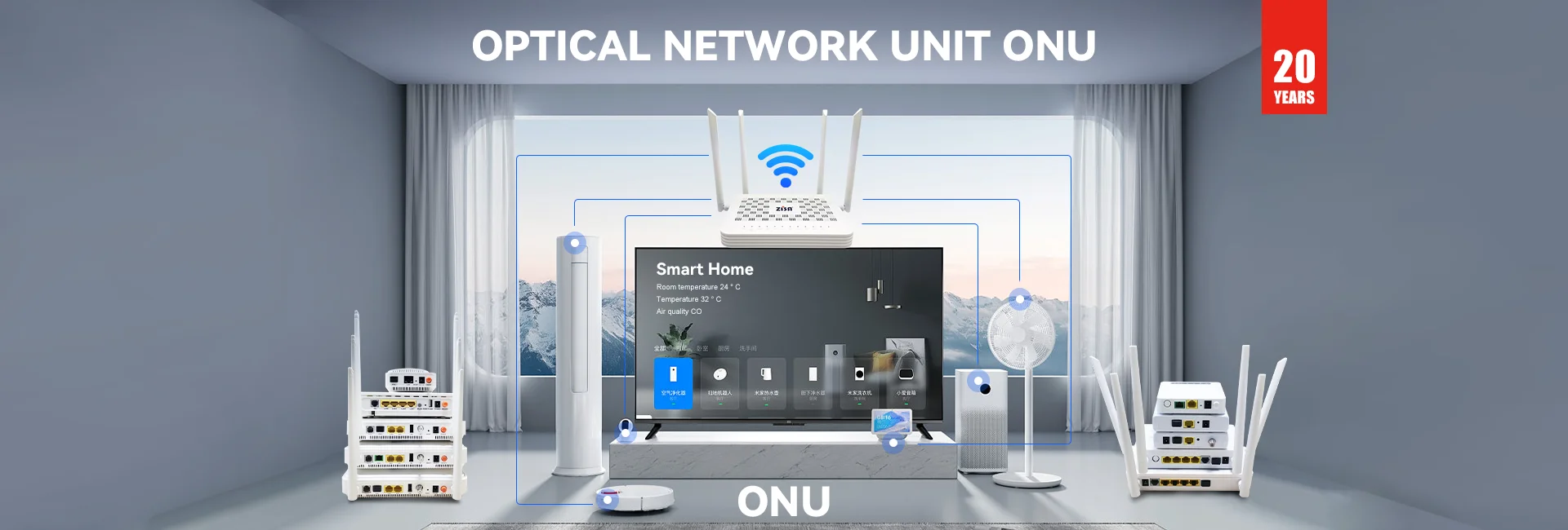 ZISA Ftth Gpon Ont Wifi Router Replaced Hg8546m Xpon Gpon Epon Onu Wifi Onu