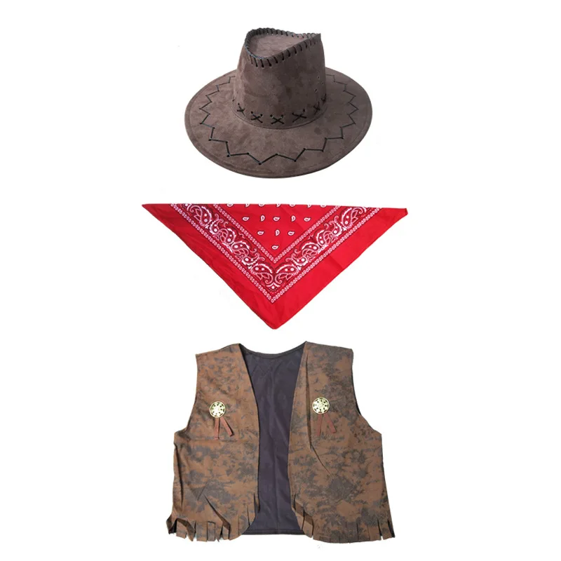 Costume Cowboy SAIIURV - Set 7 Accessoires (bandana, étui, Ceinture, Bolo, Badge) Pour Adulte, Cosplay Western