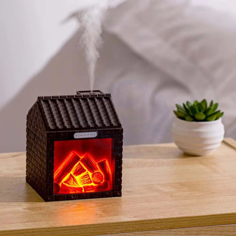 Charcoal House Humidifier Creative Gift Night Light Villa B&B Living Room Retro Simulation Flame Sprayer 7