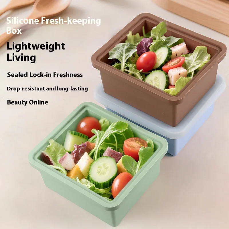 Food Grade Silicone Lunch Box Microwave Heating and Leak Proof Soup Refrigerator and Freezer Storage Seal Storage Box