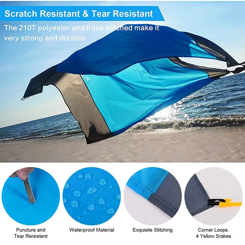 Outdoor Folding Camping Portable Lightweight Pocket Picnic Blanket Mat Waterproof Sand Free Beach Mat factory