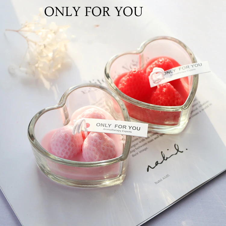 Empty Cute Heart Shaped Glass Candle Jars Transparent Color Candle