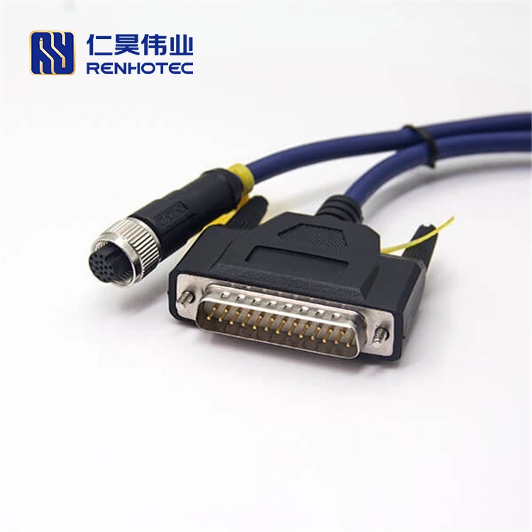 M12 M8 Electrical Wire Connector Male Female to DB9 Type Cable 8pin IP67 a Solenoid Valve Thermo Mold Connectors Bulk