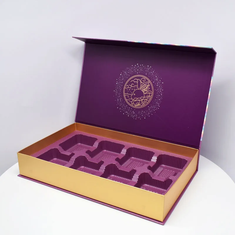 Customized High Quality Luxury Ribbon Paper Gift Packing Box New Design Rigid Cardboard Embossed Magnetic PVC Inner Tray Food