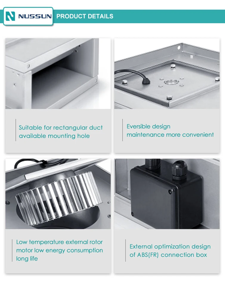 Kitchen Rectangular Duct Extractor, 5400CMH, 220V - detail 8
