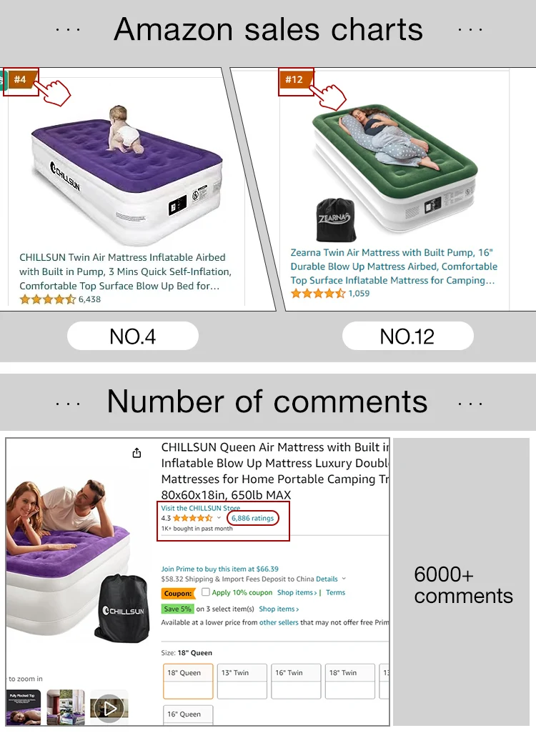 Chillsun Zearna Manufacturer Multiple Size Inflatable Bed Home Portable