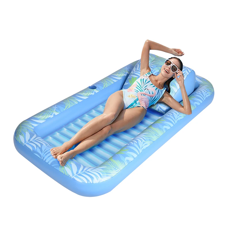 Custom PVC Inflatable Tanning Pool Sun SPA Double Paddling Pool Float for Adult Inflatable Loungers With Pillow