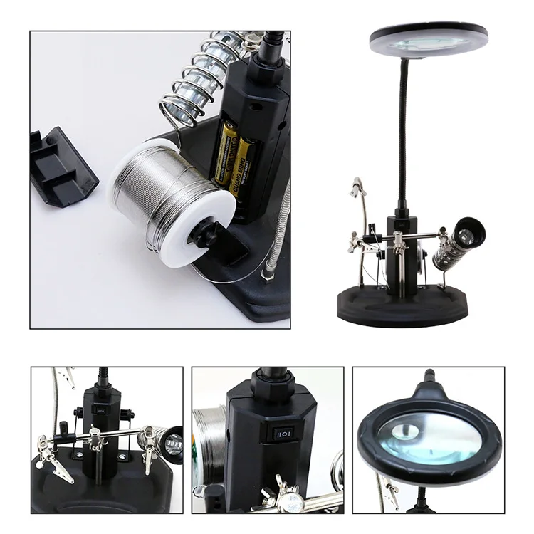 Welding Magnifying Glass with LED Light Auxiliary Clip Desktop Magnifier