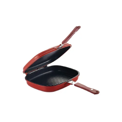 Nonstick Square Double Grill Omelette Flip Fry Pan With Bakelite Handle