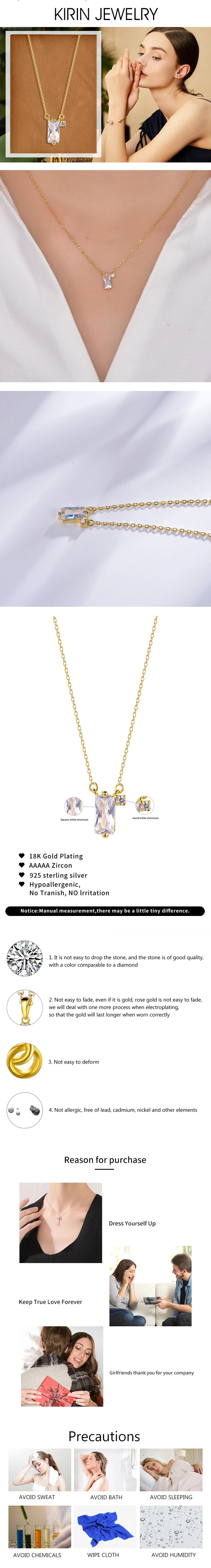 18k gold plated zircon pendant choker necklace 18K gold necklace chain Crystal Pendant AAA zircon pendant