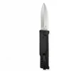 Black handle, silver blade, double-edged