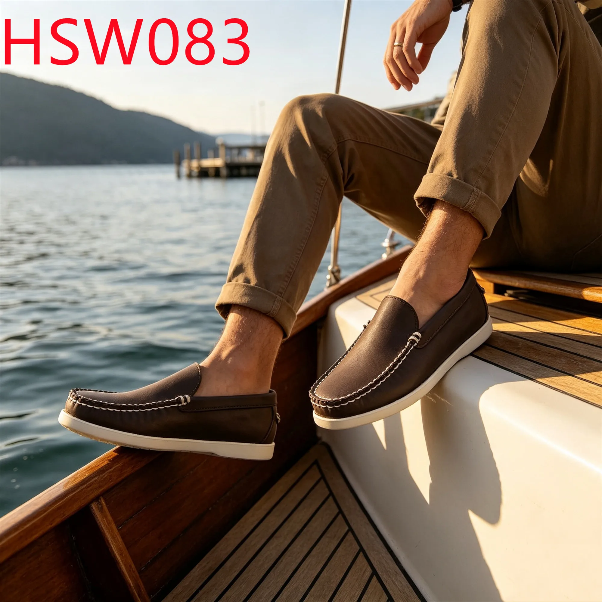 HY,Spain Like Low MOQ Hand Made Stitching Rubber Sole Boat Shoes Daily Commute Pull-on Style Kids/adult Brown House Shoes HSW083