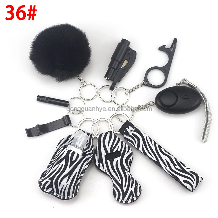 Custom Led Light Women Self Defense Key Chain With Diamond Metal